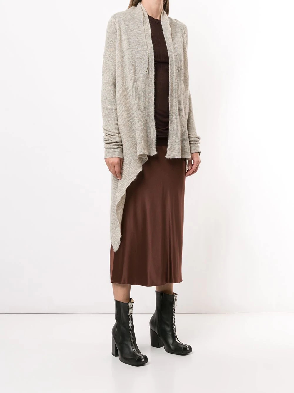 asymmetric mid-length cardigan - 3