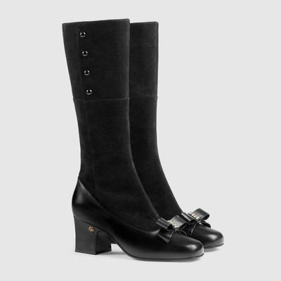 GUCCI Women's mid-heel boot with crystal bow outlook