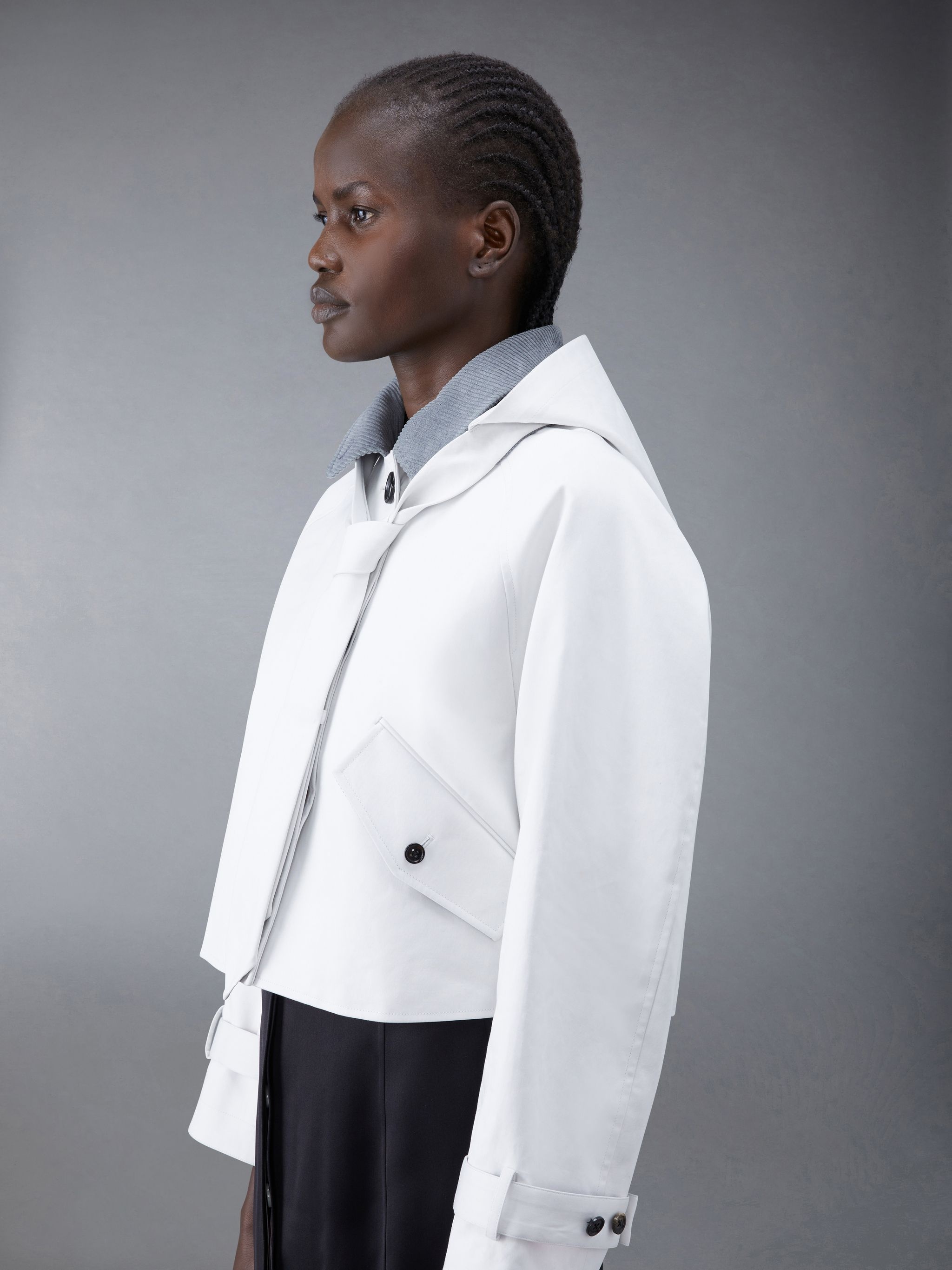 Mackintosh Removable Tie Hood Cropped Car Coat - 4