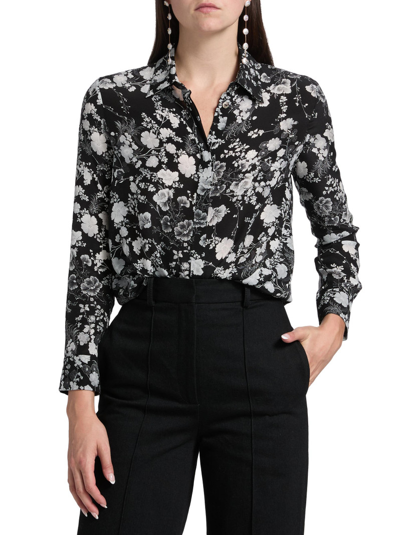 Women's Mathias Floral Crêpe de Chine Silk Shirt - Black Silver 3