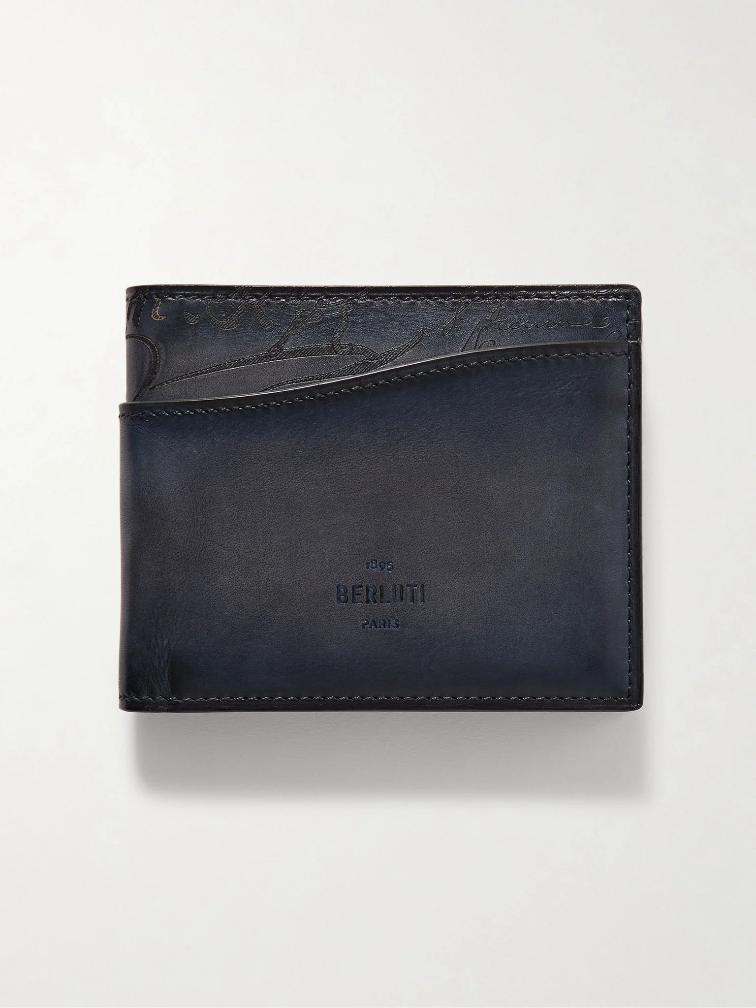 Makore Neo Scritto Venezia Leather Billfold Wallet Blue - 1