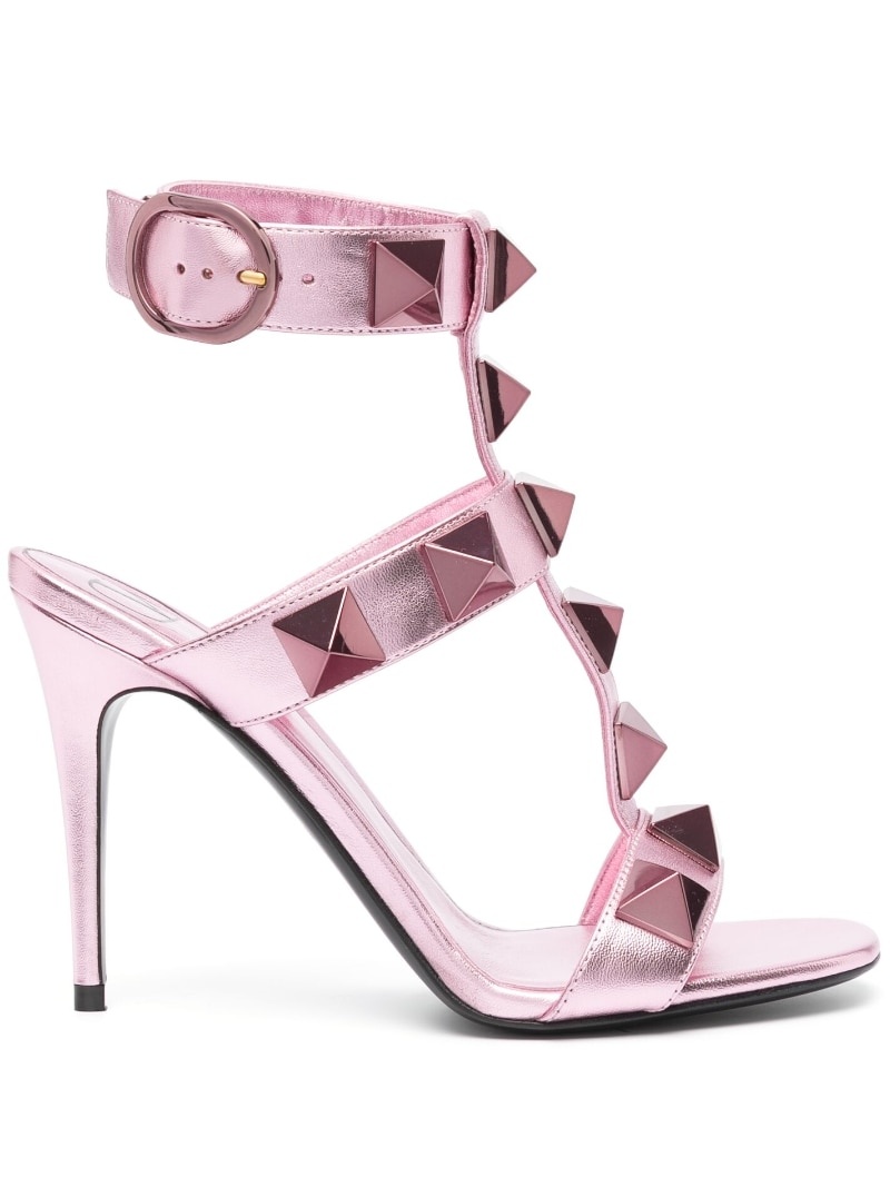 Rockstud metallic-effect 100mm sandals - 1