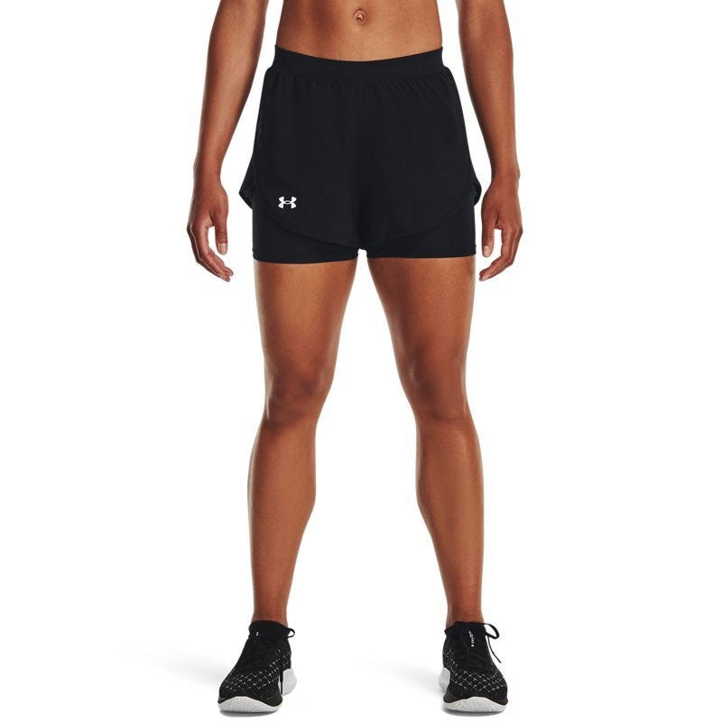 (WMNS) Under Armour Fly-By Elite 2IN1 Shorts 'Black' 1369768-002 - 3