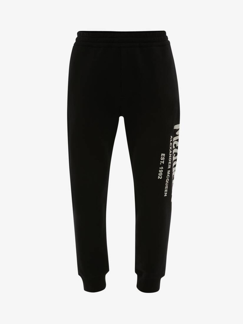 Men's McQueen Graffiti Joggers in Black/ivory - 1
