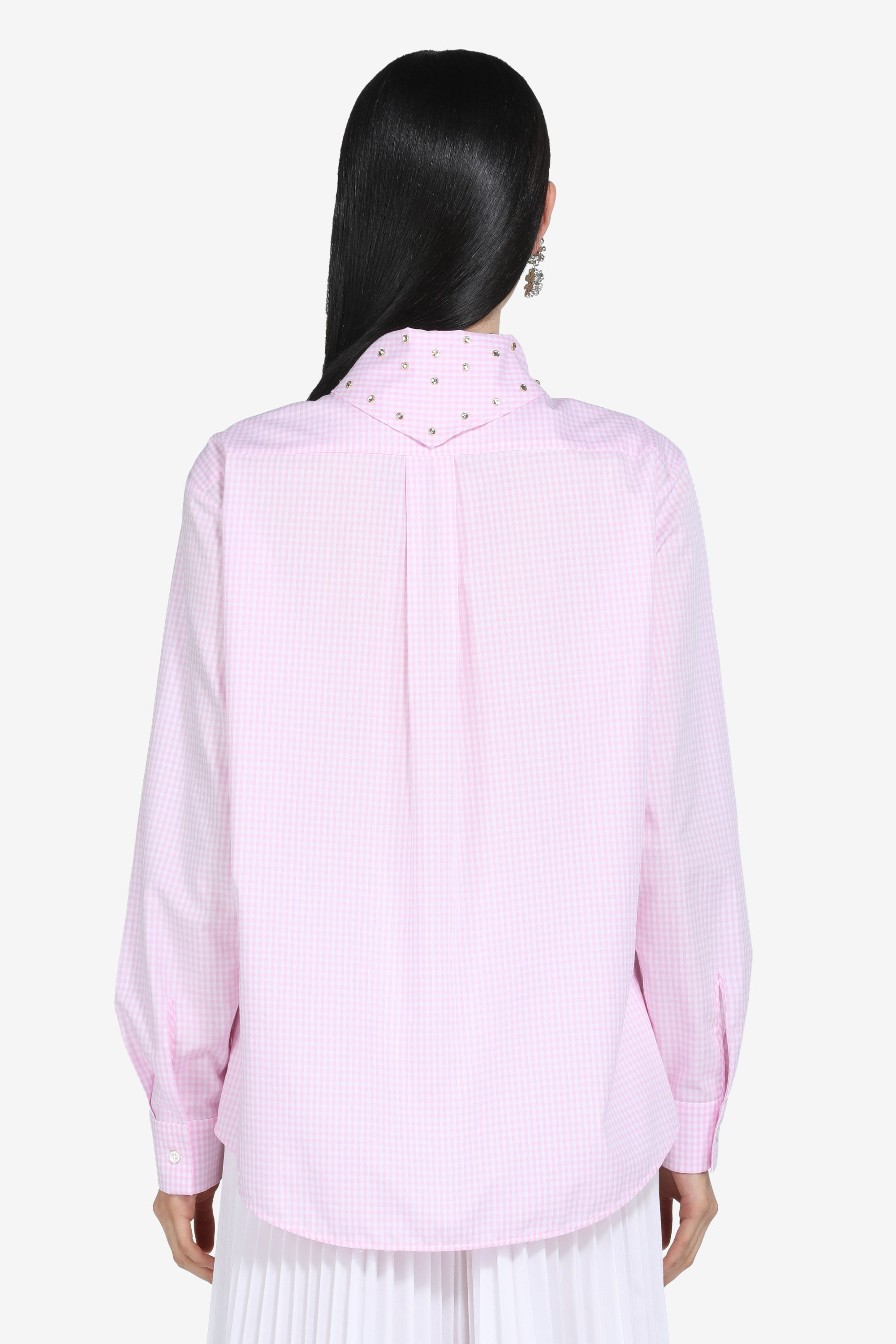 SCARF-COLLAR GINGHAM SHIRT - 2
