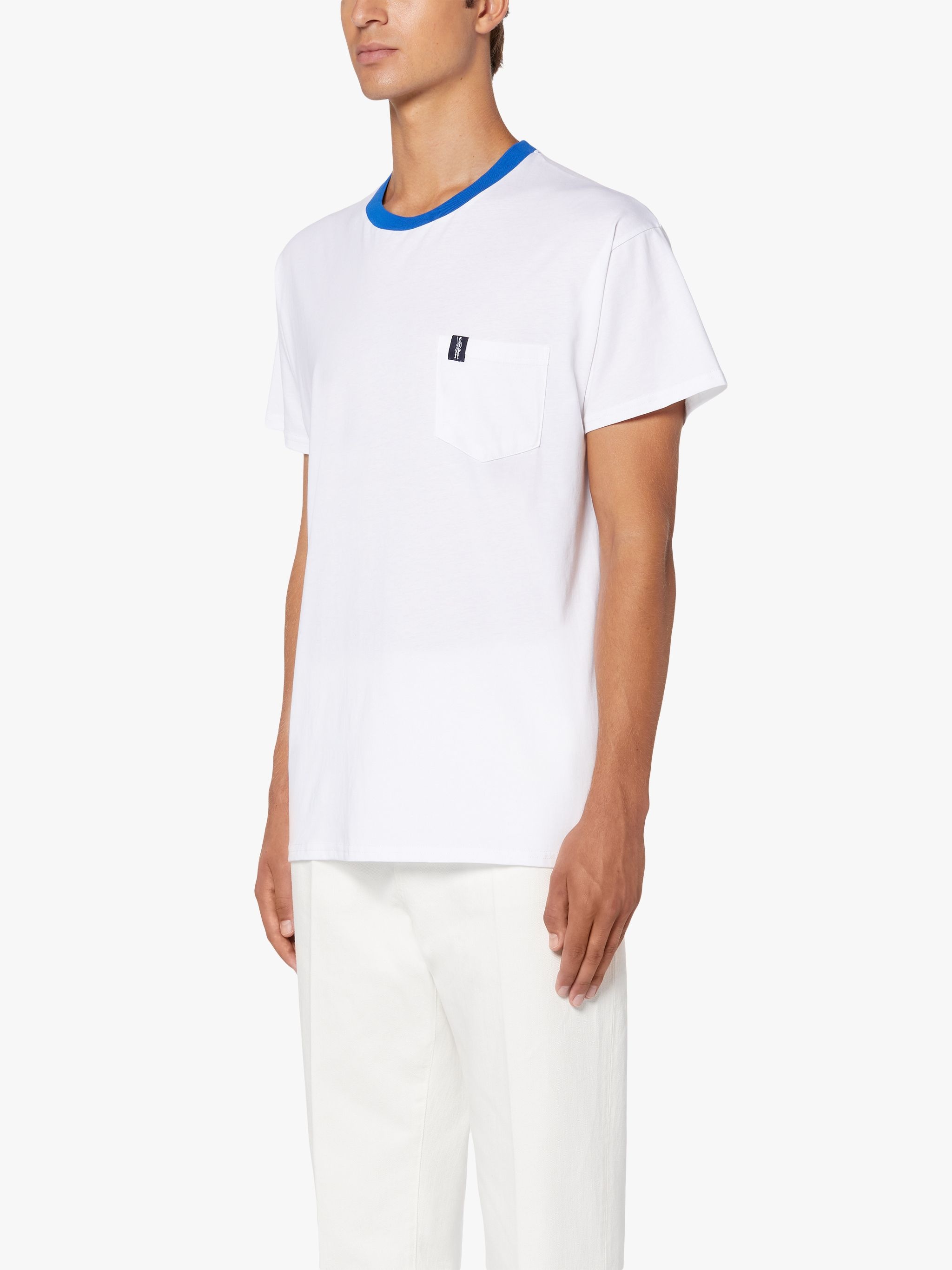 WHITE COTTON CONTRAST RIB T-SHIRT | GJM-219 - 3