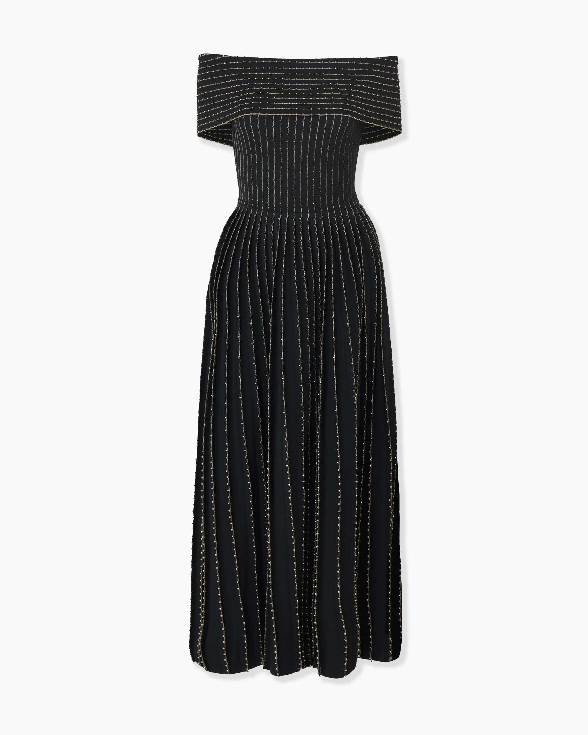 Bead-Embroidered Off-Shoulder Dress - 1