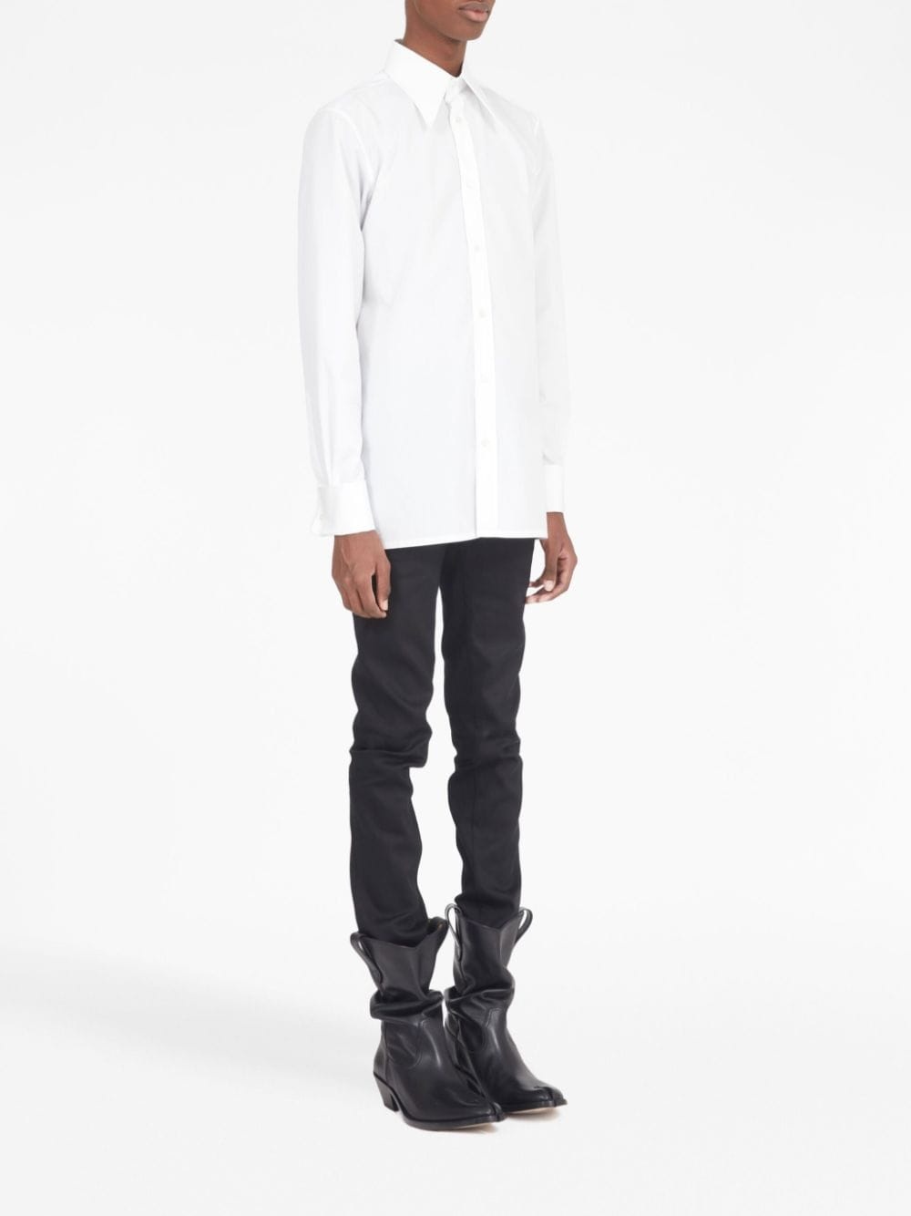 straight-point collar cotton shirt - 3