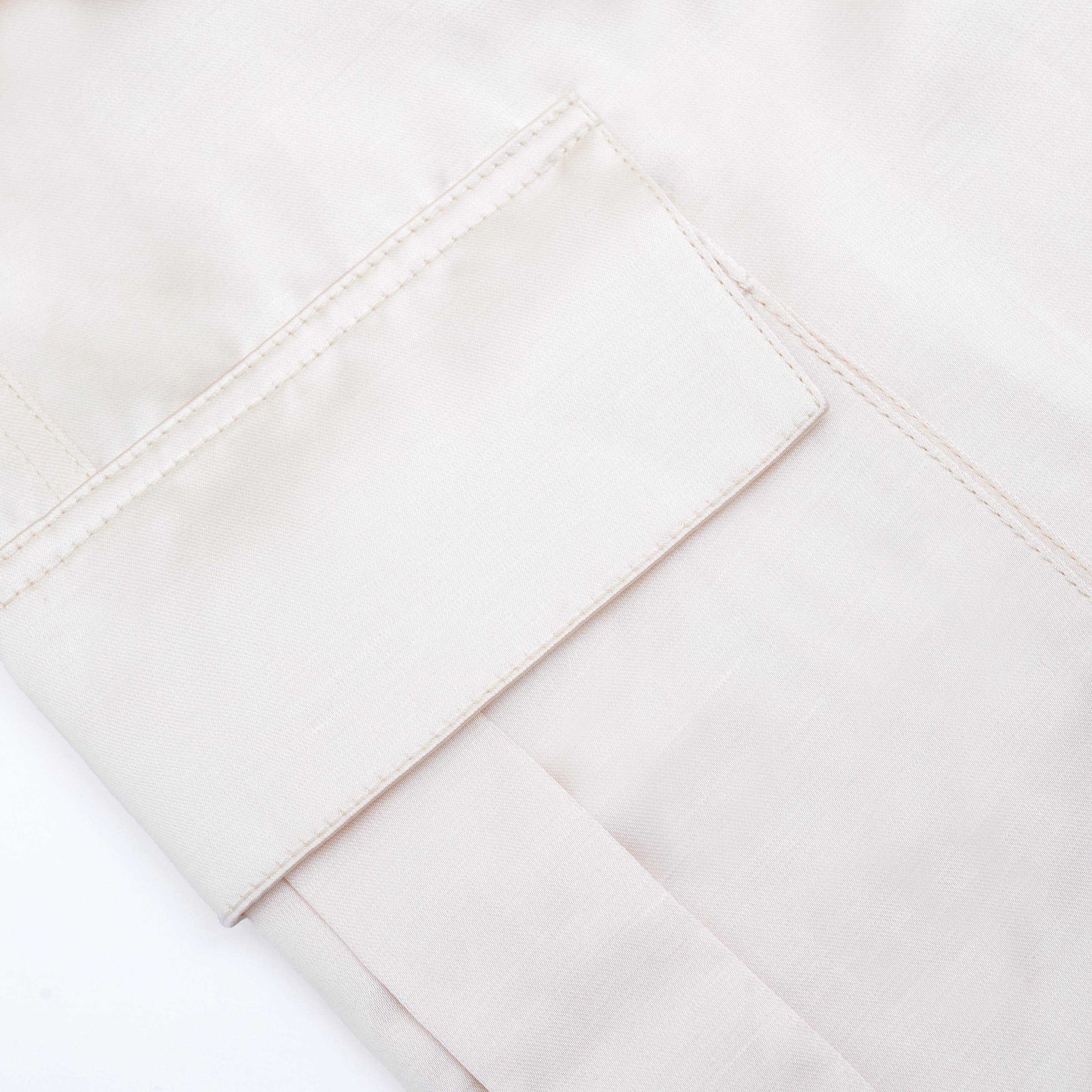 Cream Satin Cargo Trousers - 5