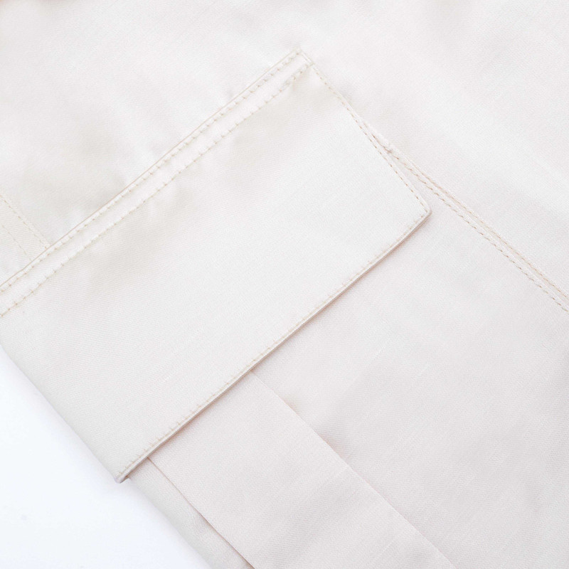 Cream Satin Cargo Trousers 5