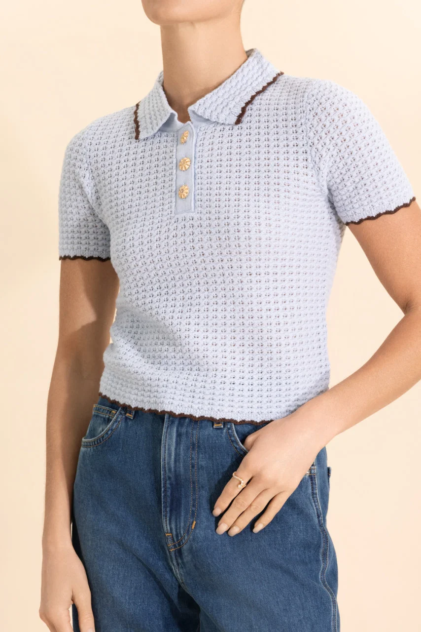 Melody Polo - Light Blue Brown - 1