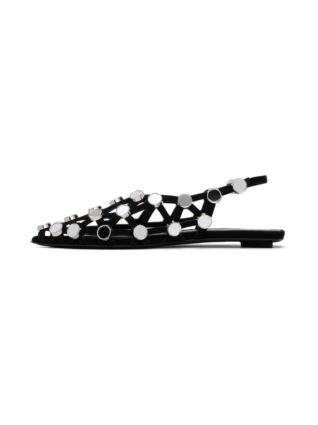 Black Grid Ballerina Flats - 3