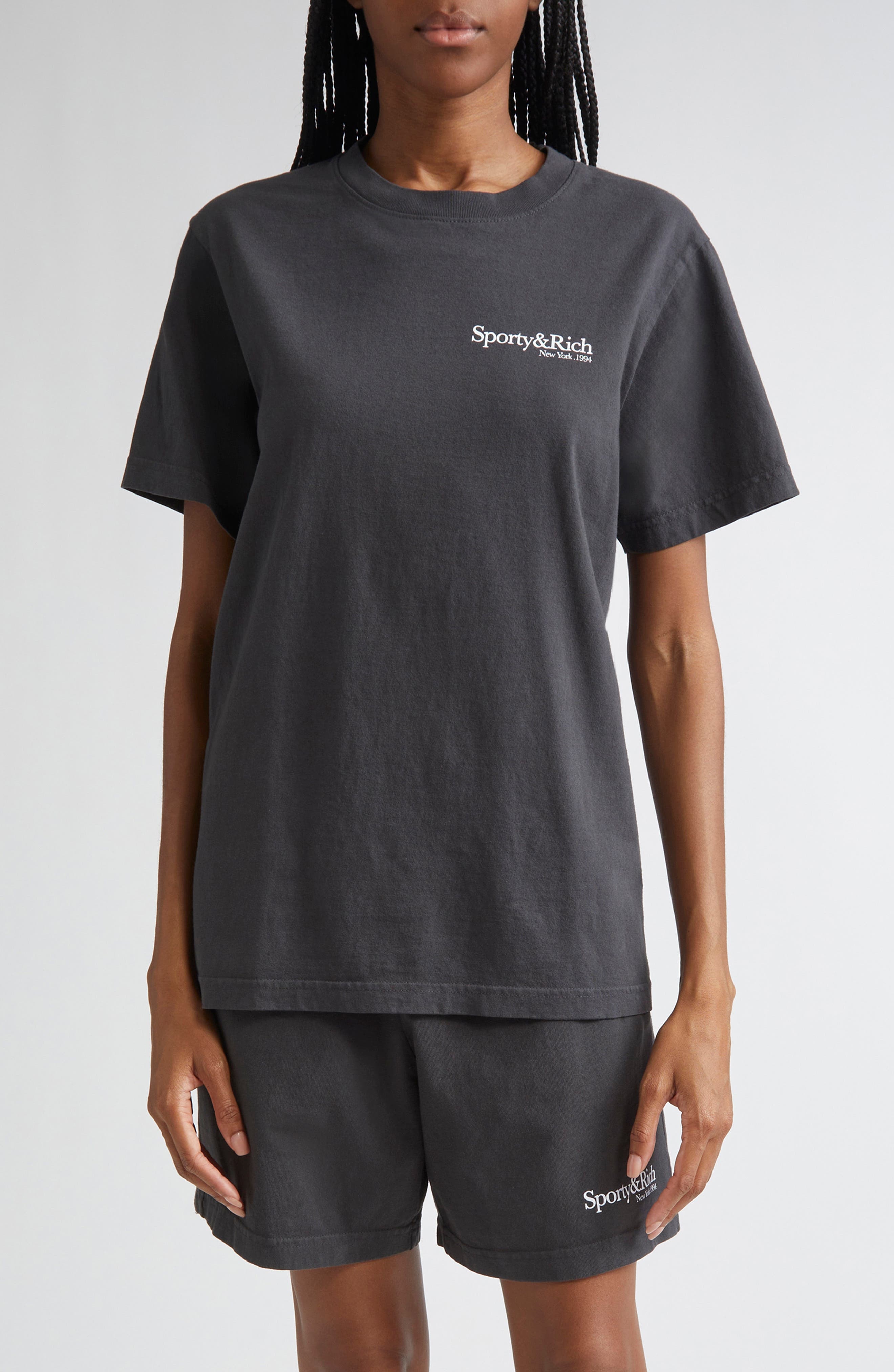 Sporty & Rich Health & Wellness Club New York Cotton Graphic T-Shirt in Faded Black at Nordstrom - 1