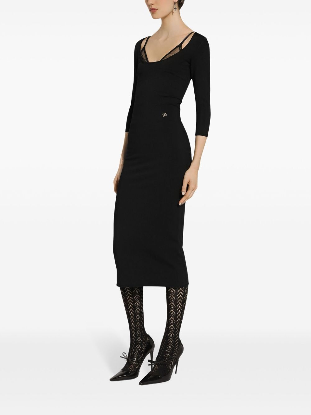 Dolce & Gabbana Women Abito Midi Aderente Black Sicily - 4