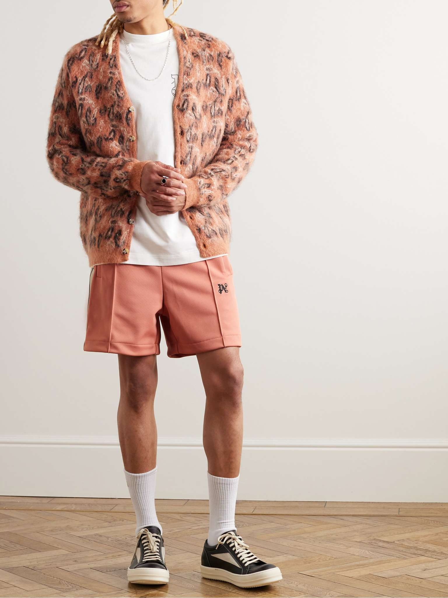 Wide-Leg Logo-Embroidered Striped Jersey Shorts - 2