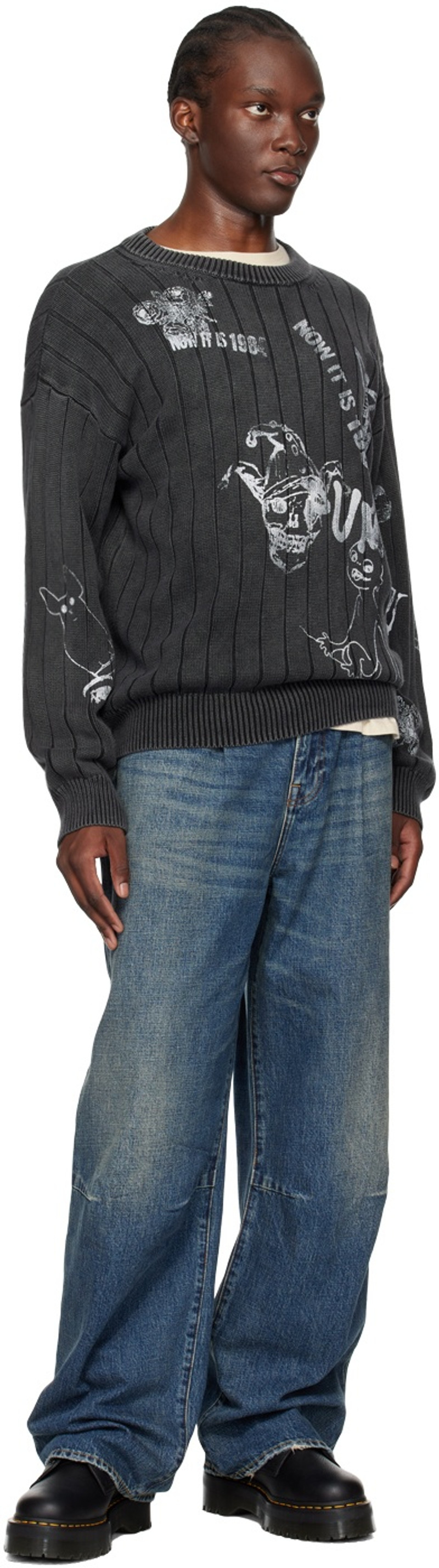 Gray Drop Needle Sweater 4