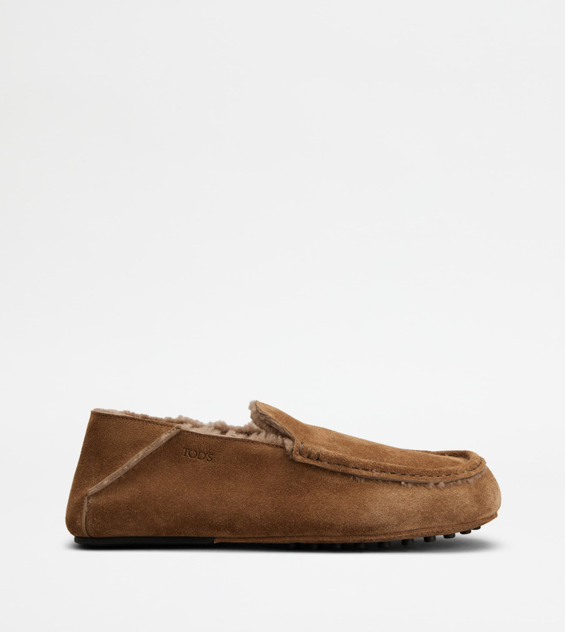 SLIPPER LOAFERS IN SUEDE - BROWN 1