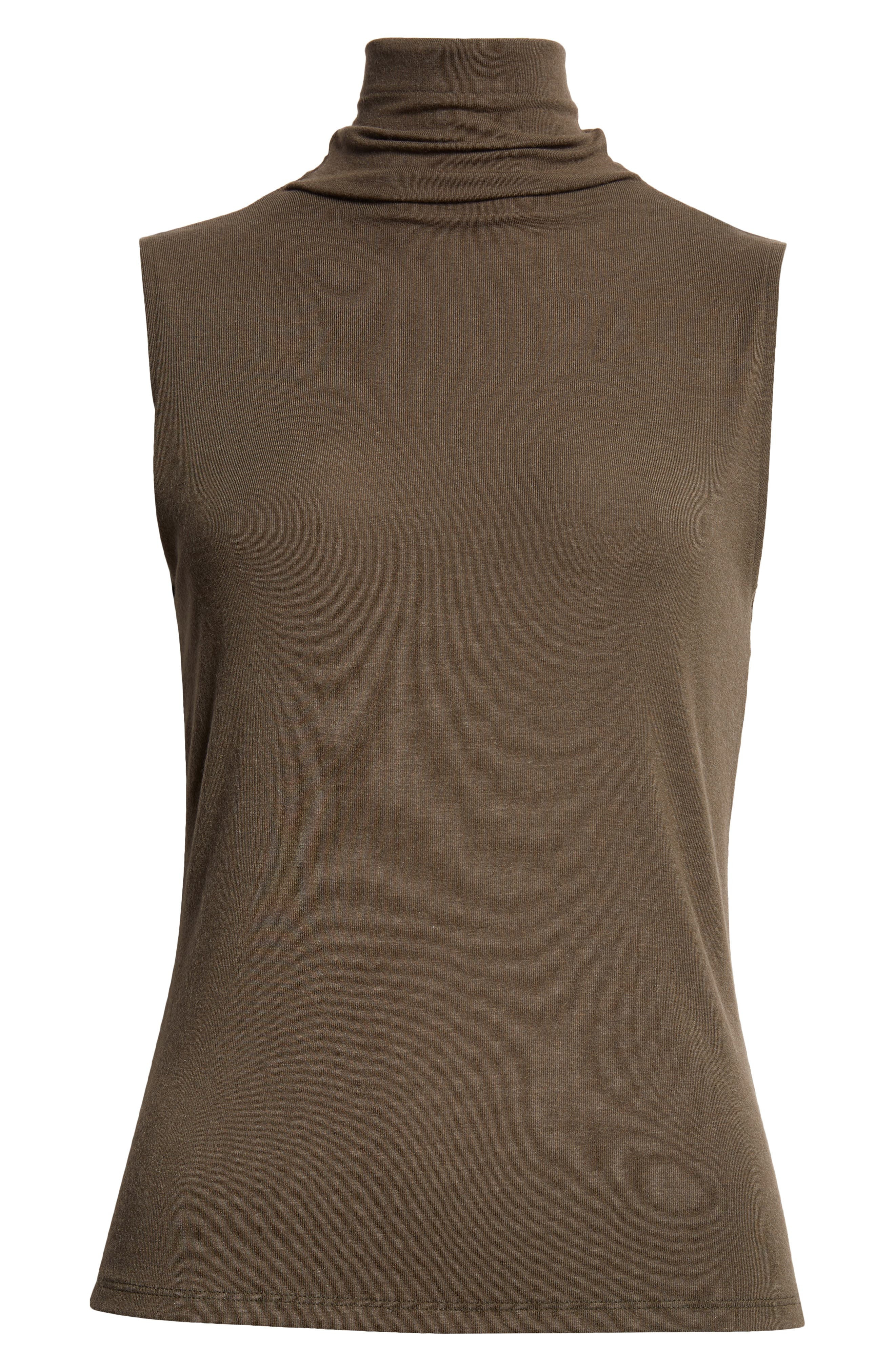 Vince Sleeveless Modal Turtleneck Top in Cypress at Nordstrom - 4