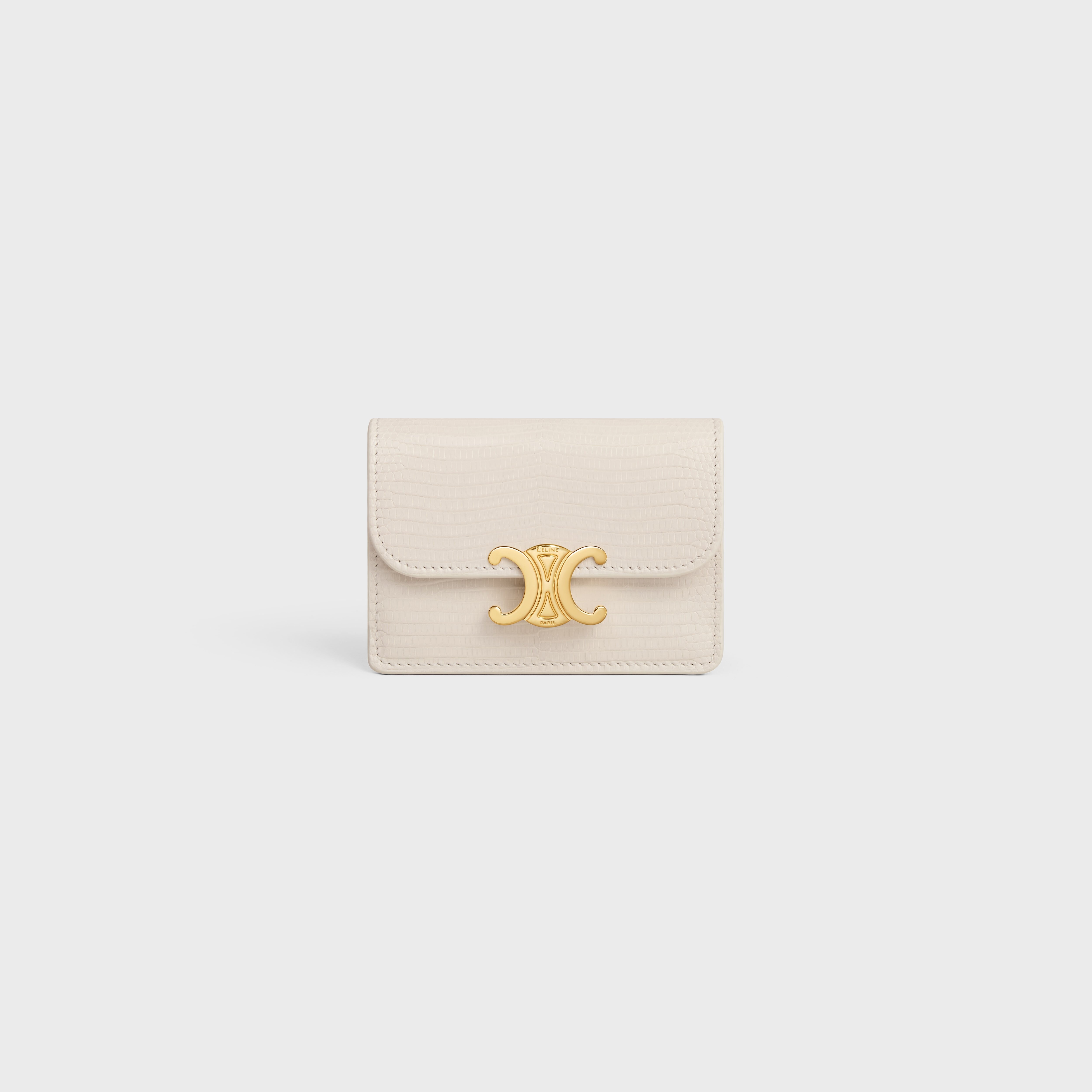CARD HOLDER WITH FLAP TRIOMPHE IN LIZARD - 1