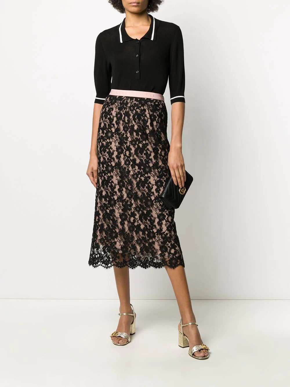 floral lace midi skirt - 2