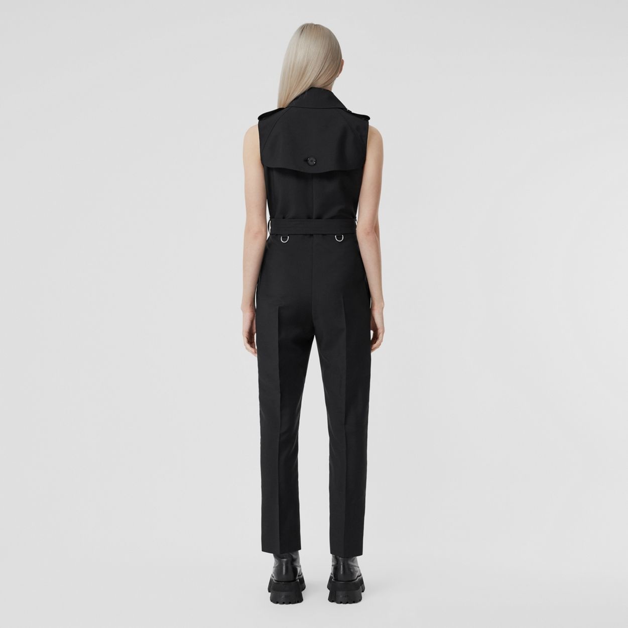 Sleeveless Mohair Wool Trench Jumpsuit - 4