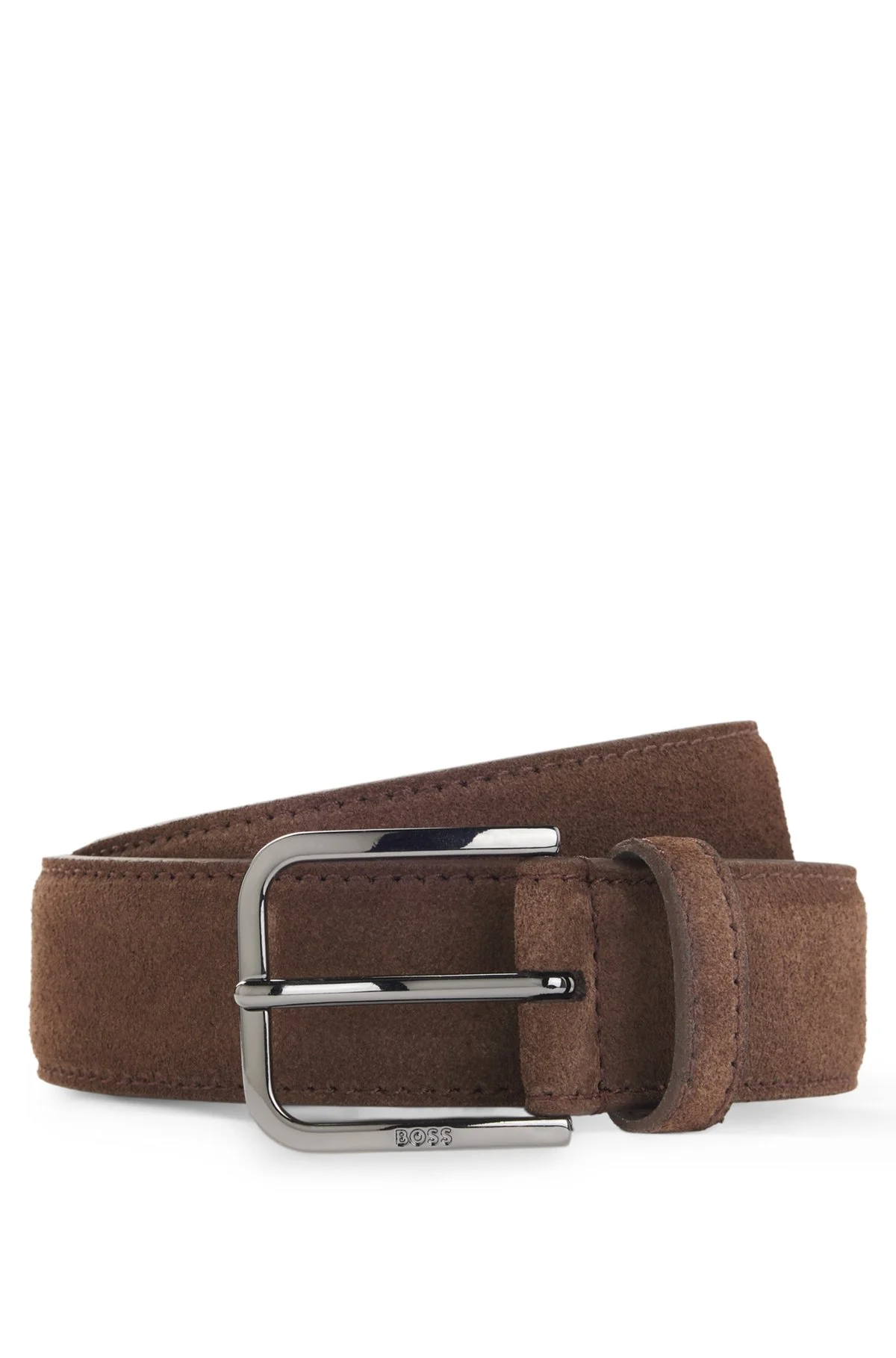 LEATHER BUSINESS BELT WITH POLISHED GUNMETAL BUCKLE - 1