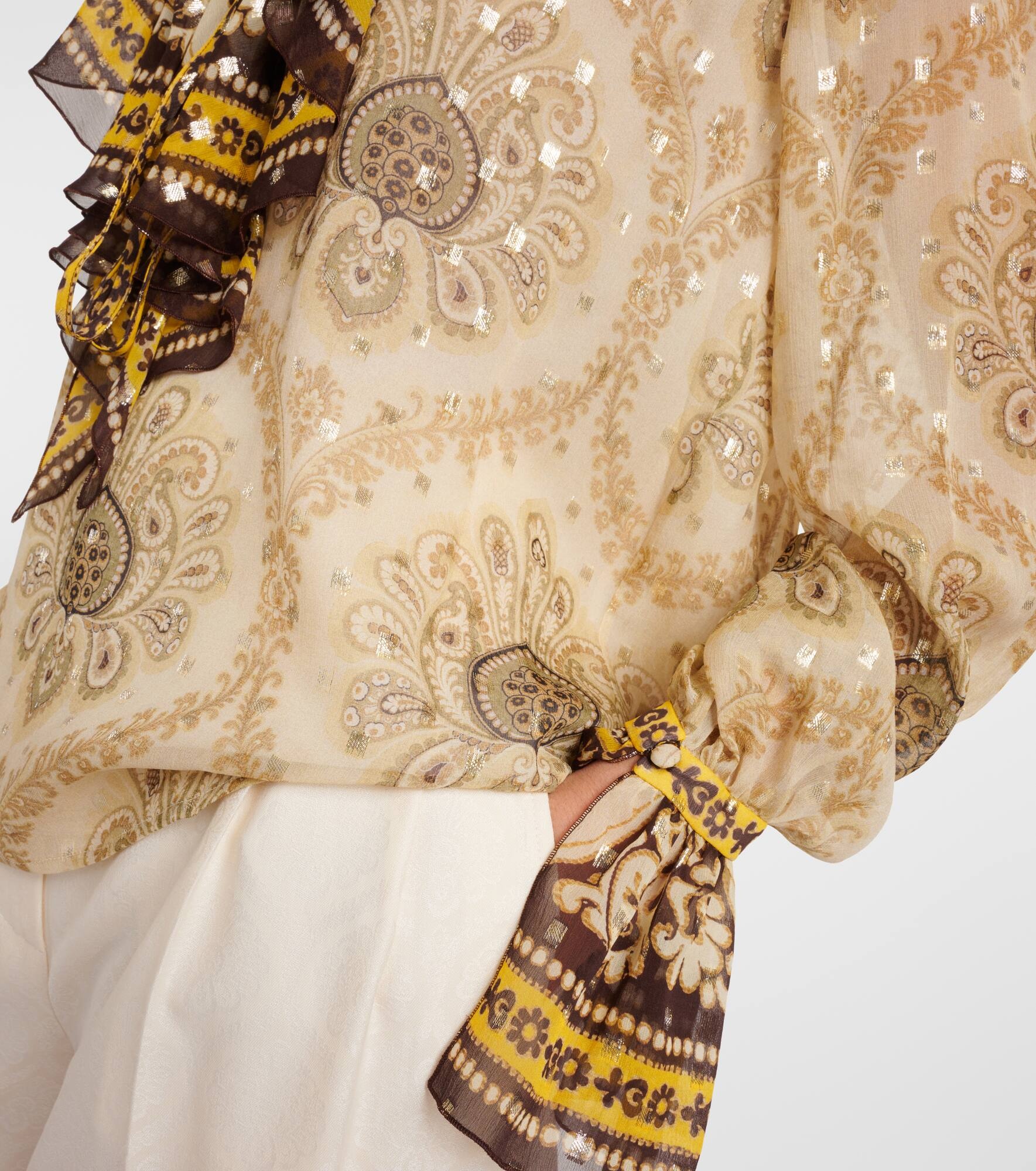 Ruffled paisley silk-blend blouse - 5