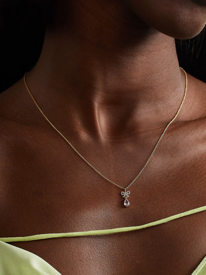 STONE AND STRAND Pretty In Pink 10-karat Gold, Amethyst And Diamond Necklace outlook