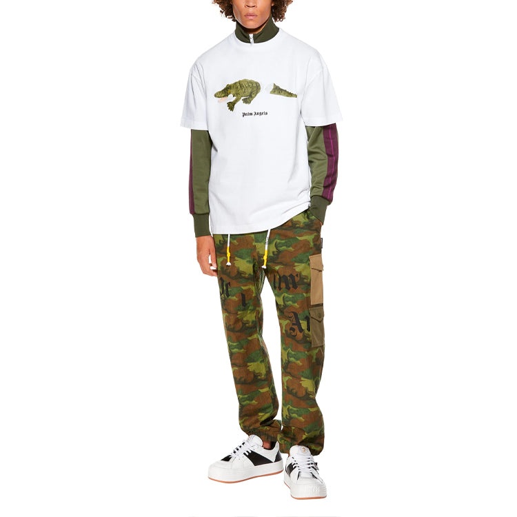 Palm Angels Croco Short-Sleeve Tee 'White/Green' PMAA001R21JER0020155 - 3