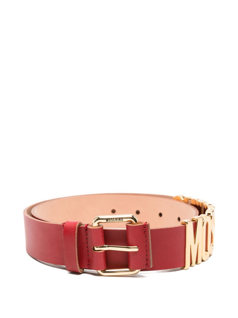 logo-plaque leather belt 1