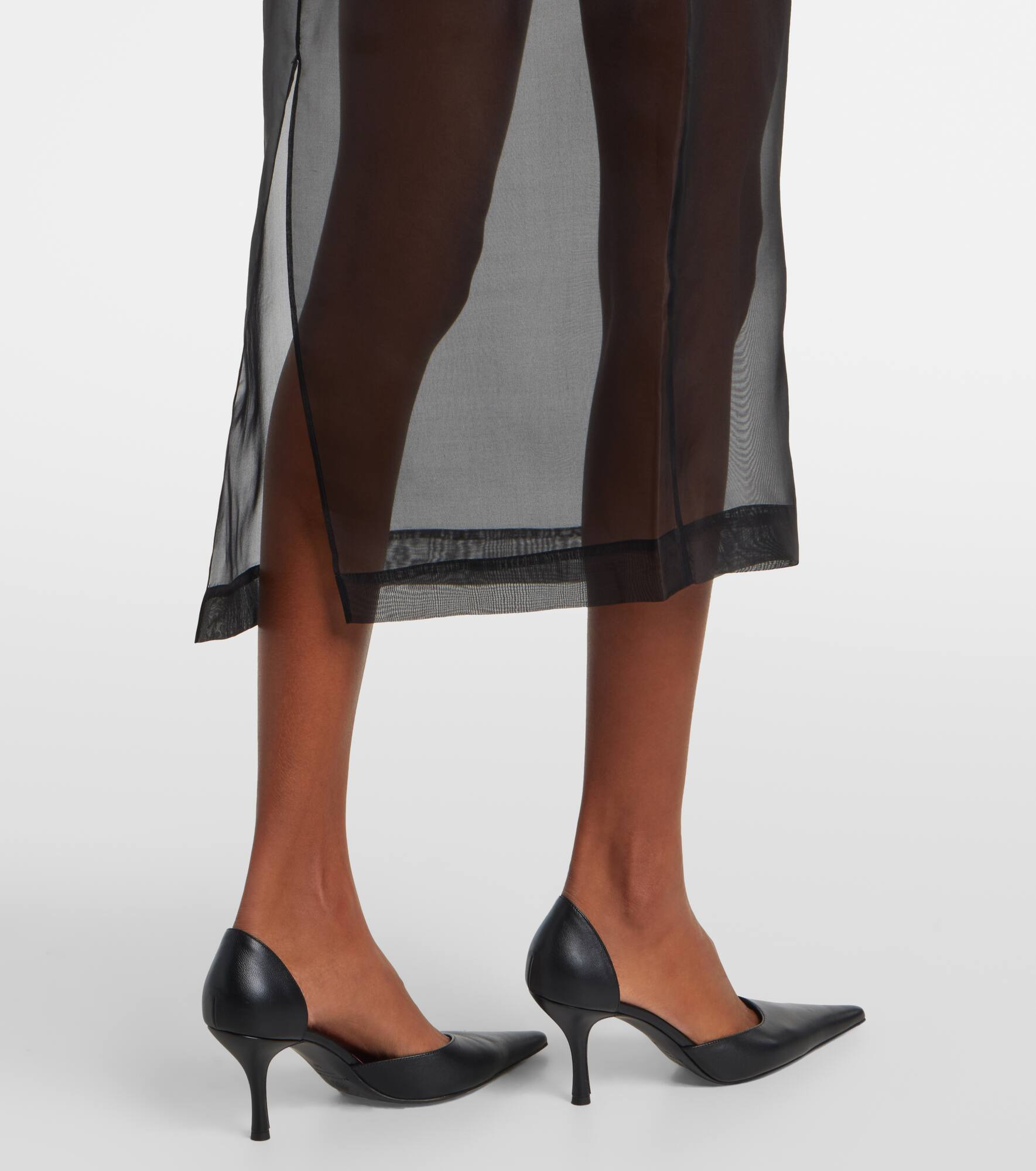 High-rise silk organza midi skirt - 5