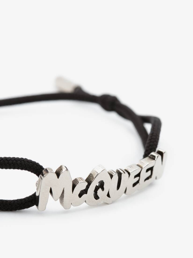 Mcqueen Graffiti Cut-out Friendship Bracelet in Black - 4