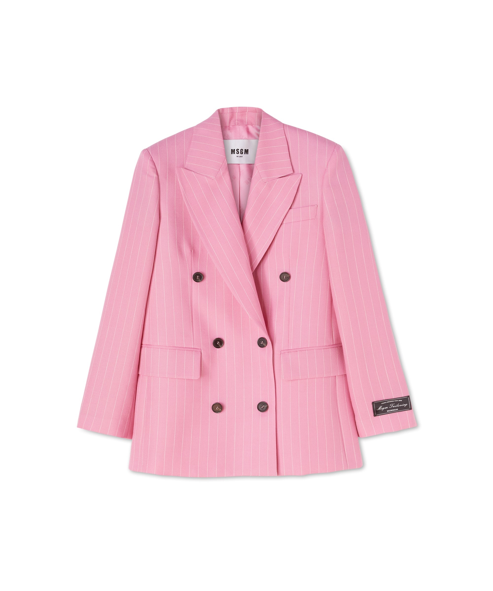 Double-breasted wool jacket with "Pinstripe Wool" motif - 1
