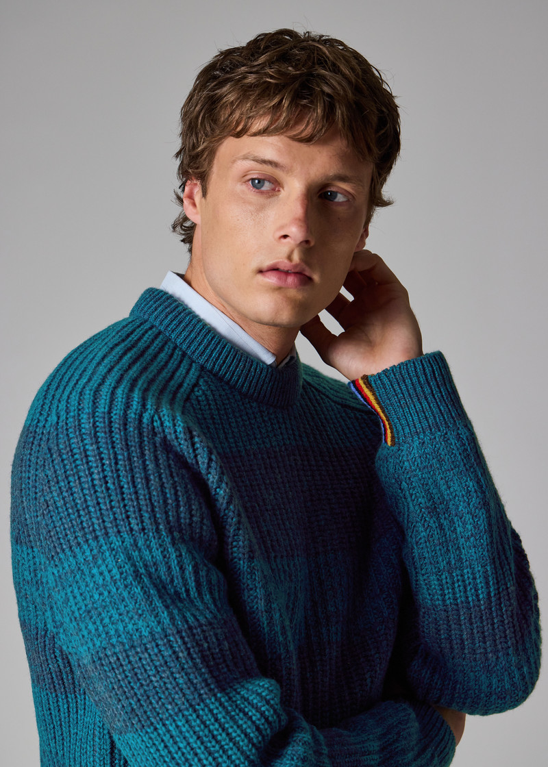 Paul Smith loves Barbour - Rosette Blue Saddle Crew Neck Sweater 5