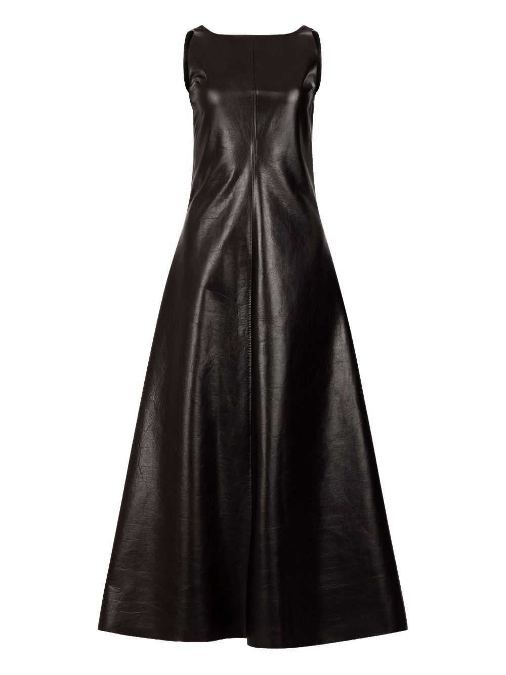 sleeveless leather midi dress - 1