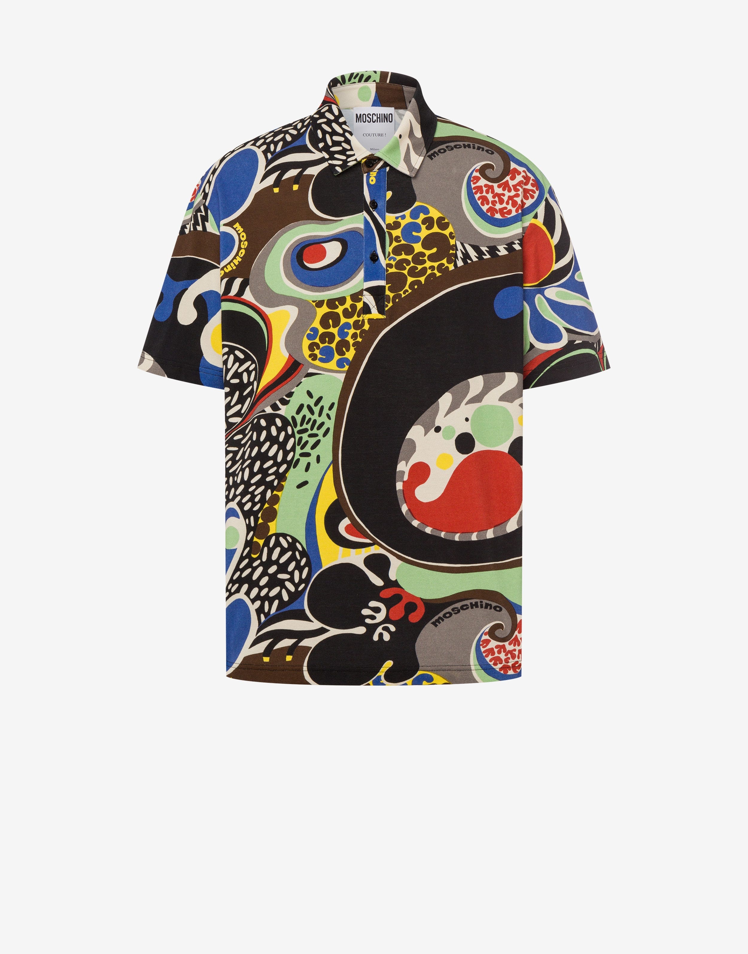 PSYCHEDELIC PRINT PIQUE POLO SHIRT - 1