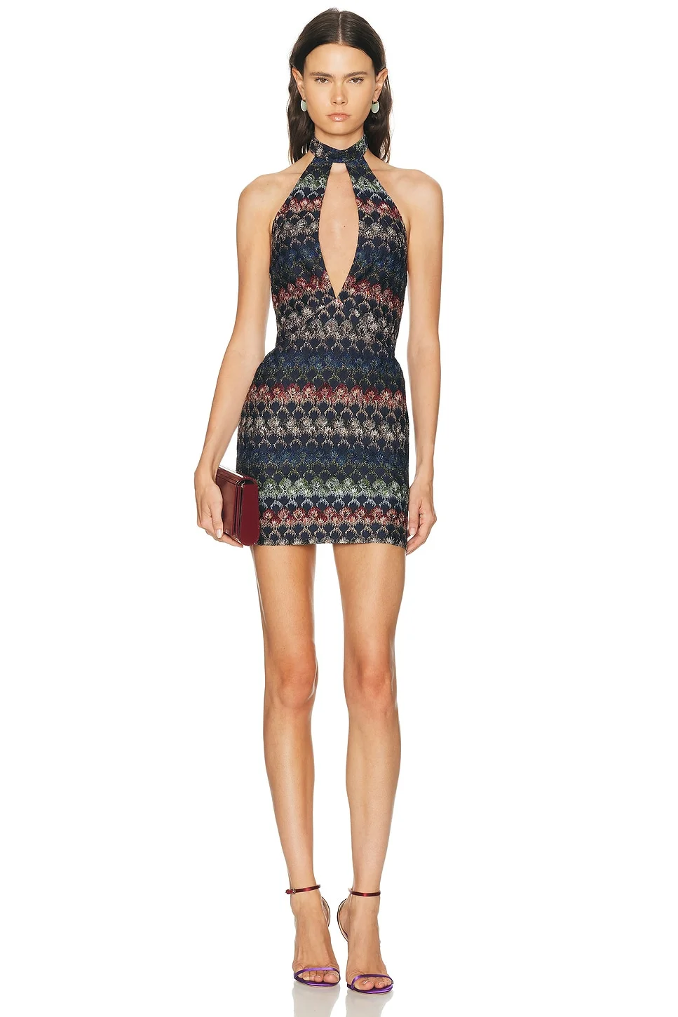 Keyhole Halter Mini Dress - 1