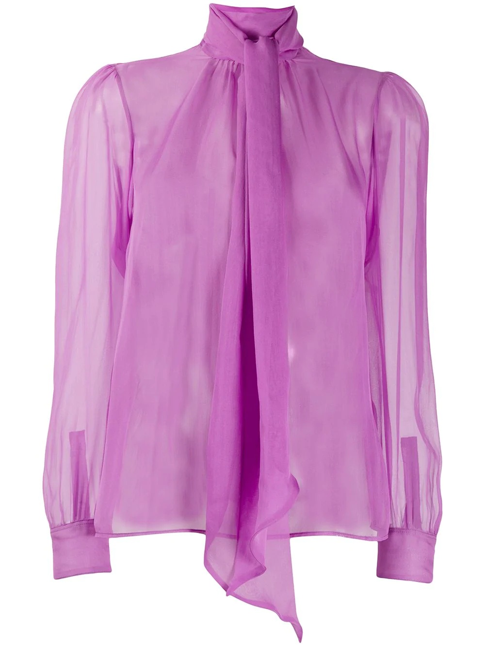 pussy-bow sheer silk blouse - 1