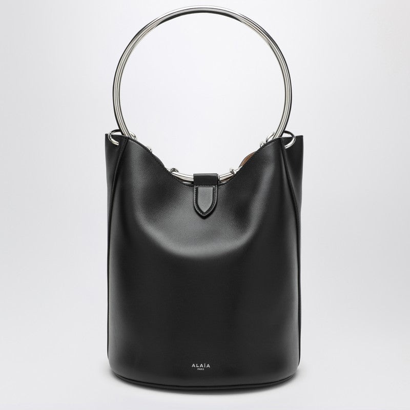 Alaia Large Ring Bucket Black Leather Bag Women - 1