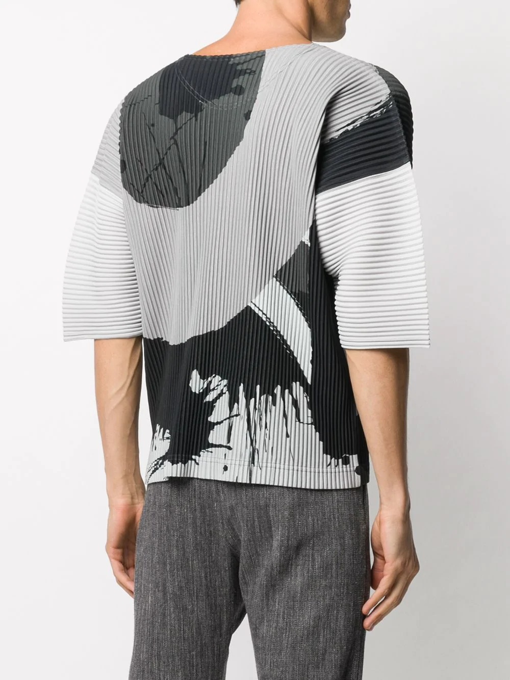 abstract print pleated T-shirt - 4