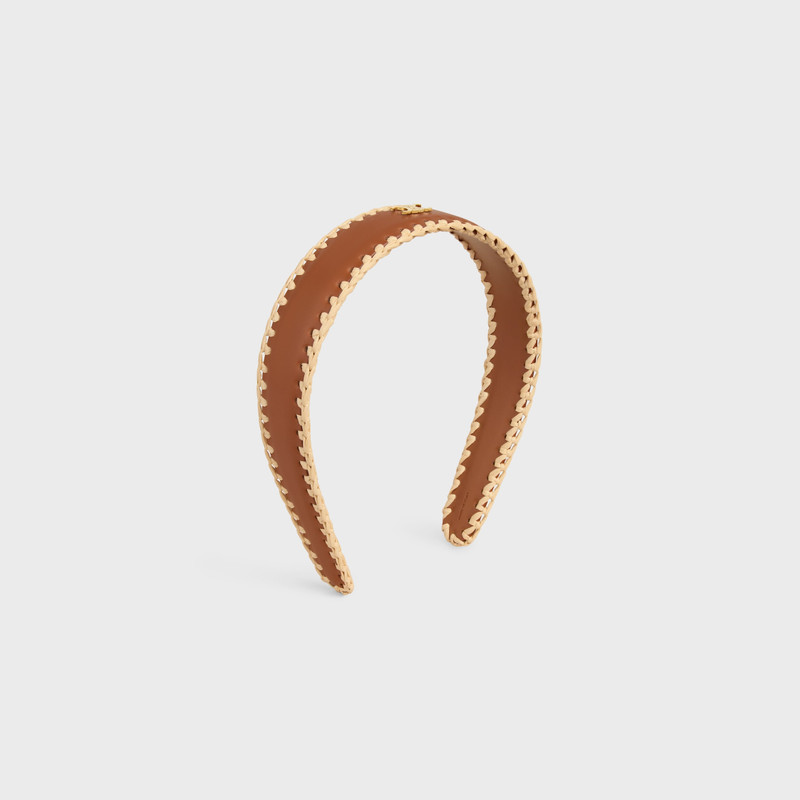 CELINE Celine Raffia Headband in Calfskin, Viscose and Brass with Gold Finish outlook