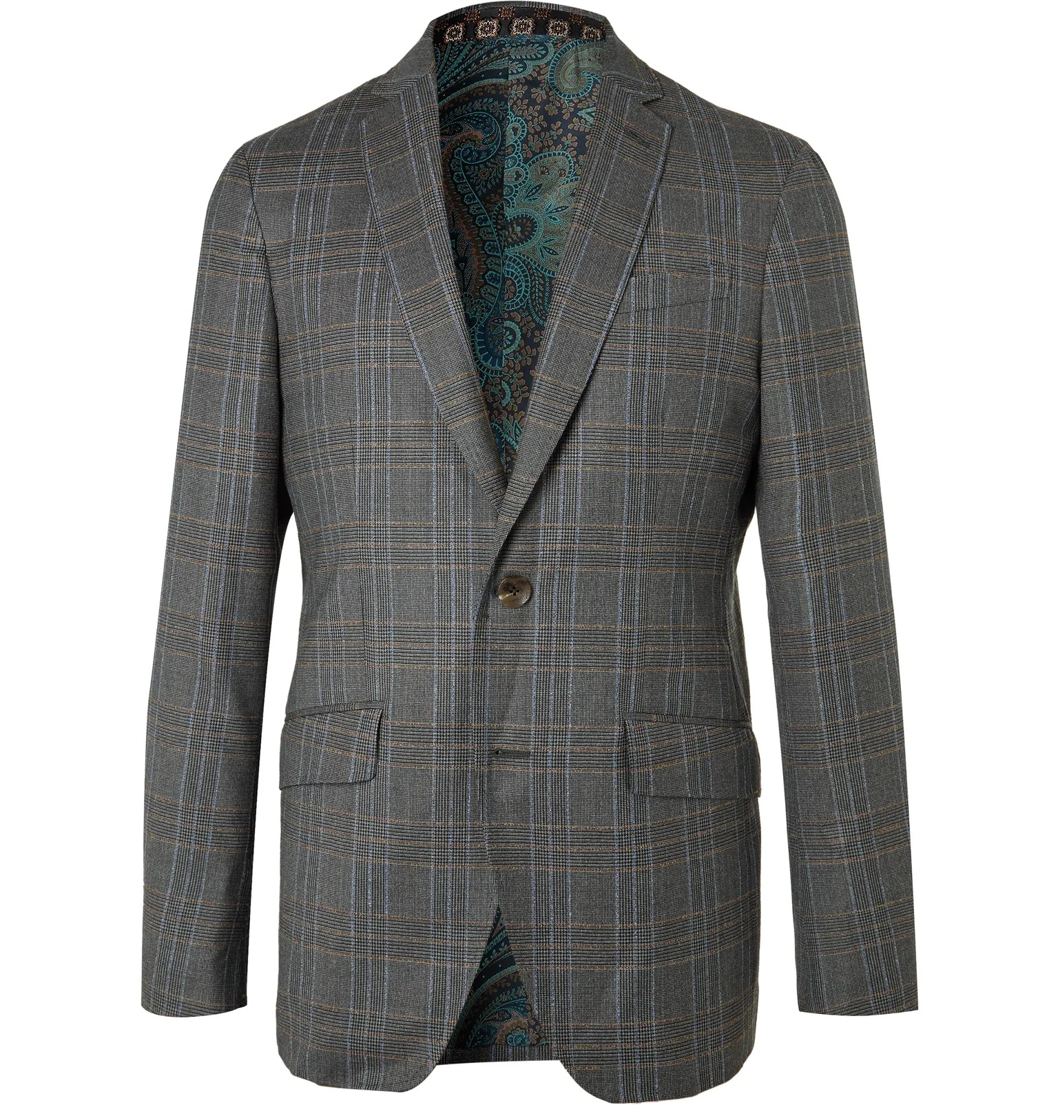 Prince of Wales Checked Wool Suit Jacket - 1