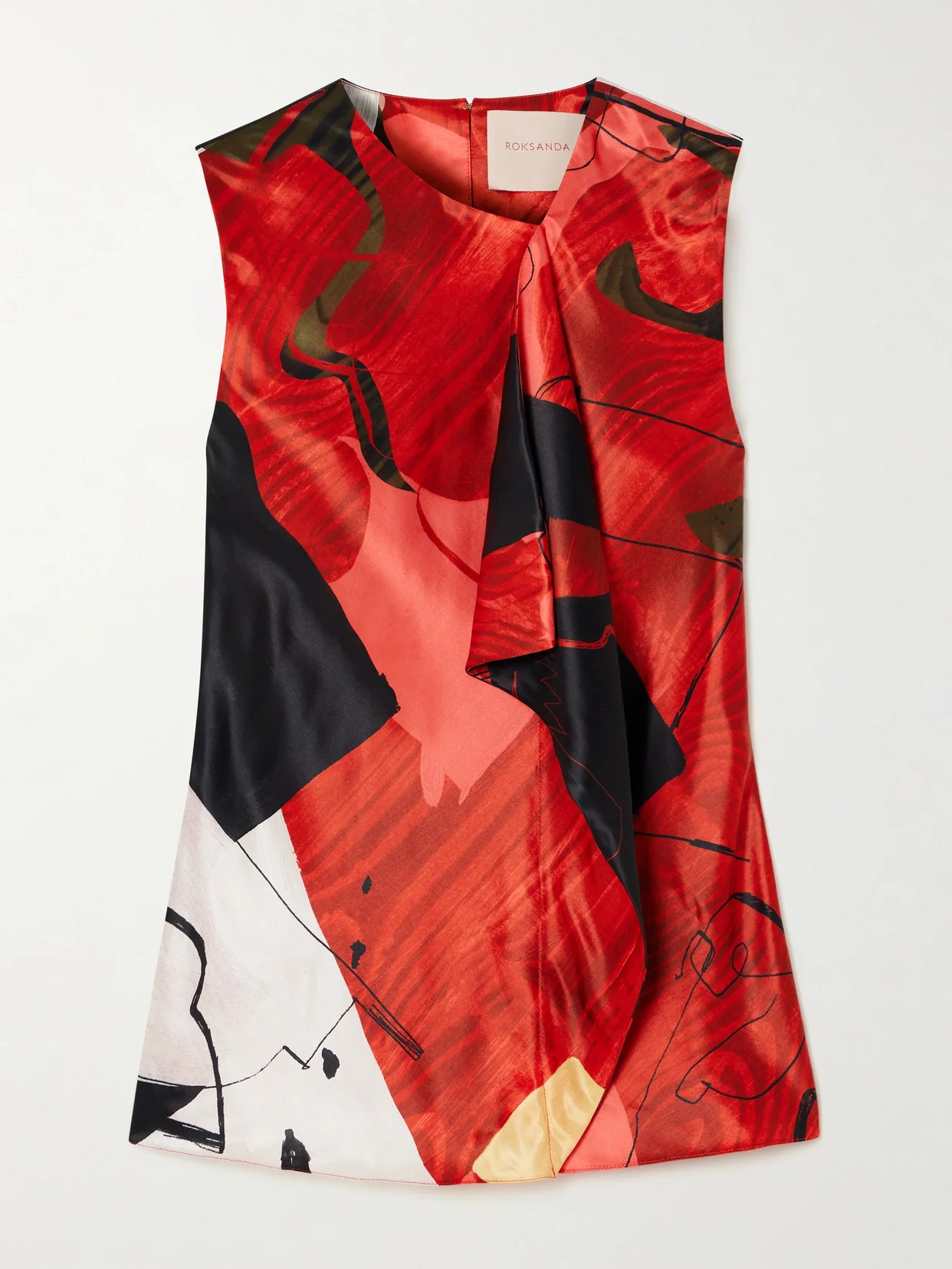 Kiara Draped Printed Satin Tank - 1