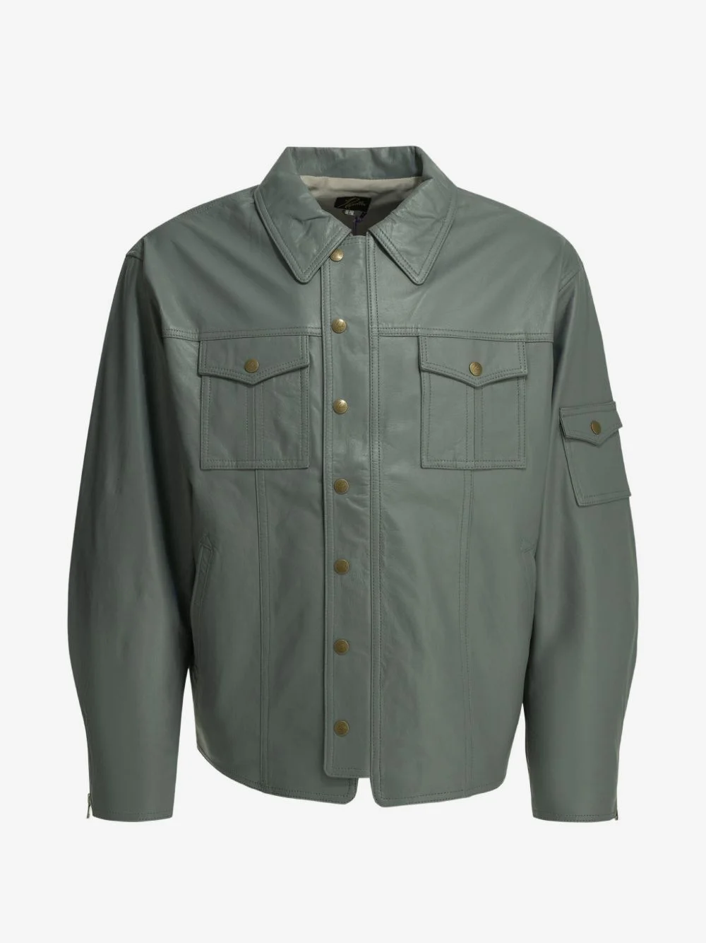 multi-pocket leather jacket - 1