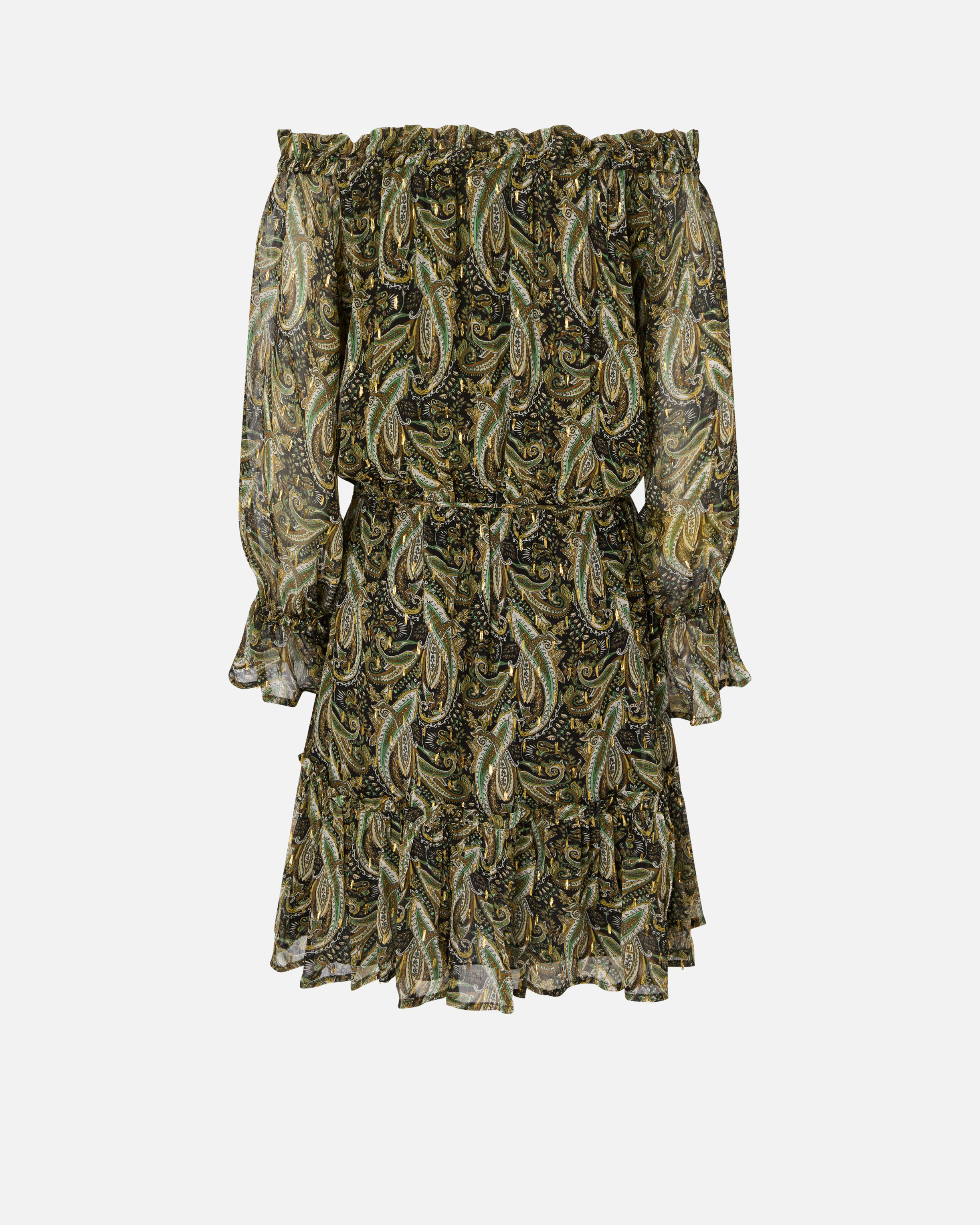 OFF-THE-SHOULDER MINI DRESS WITH CASHMERE PRINT - 6