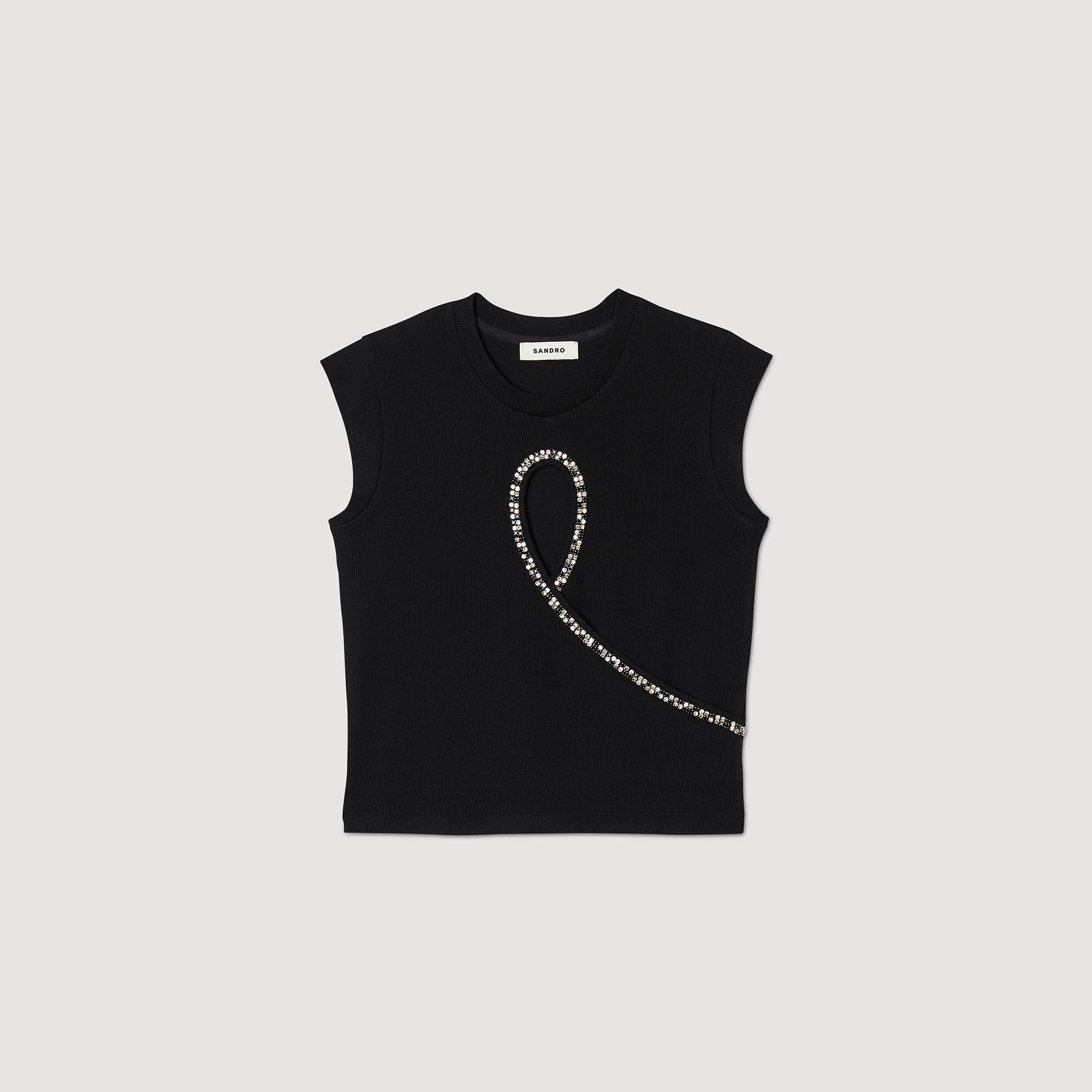 SHORT VEST WITH RHINESTONE TEARDROP - 1
