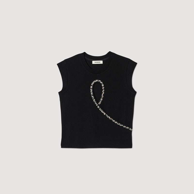 SHORT VEST WITH RHINESTONE TEARDROP 1