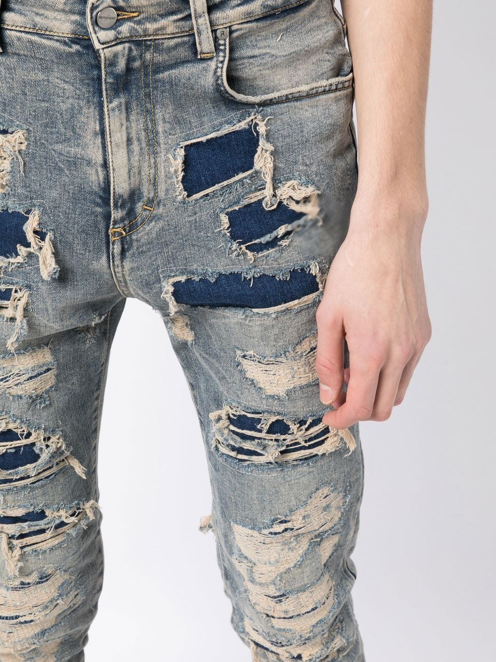 all-over distressed-finish jeans - 5