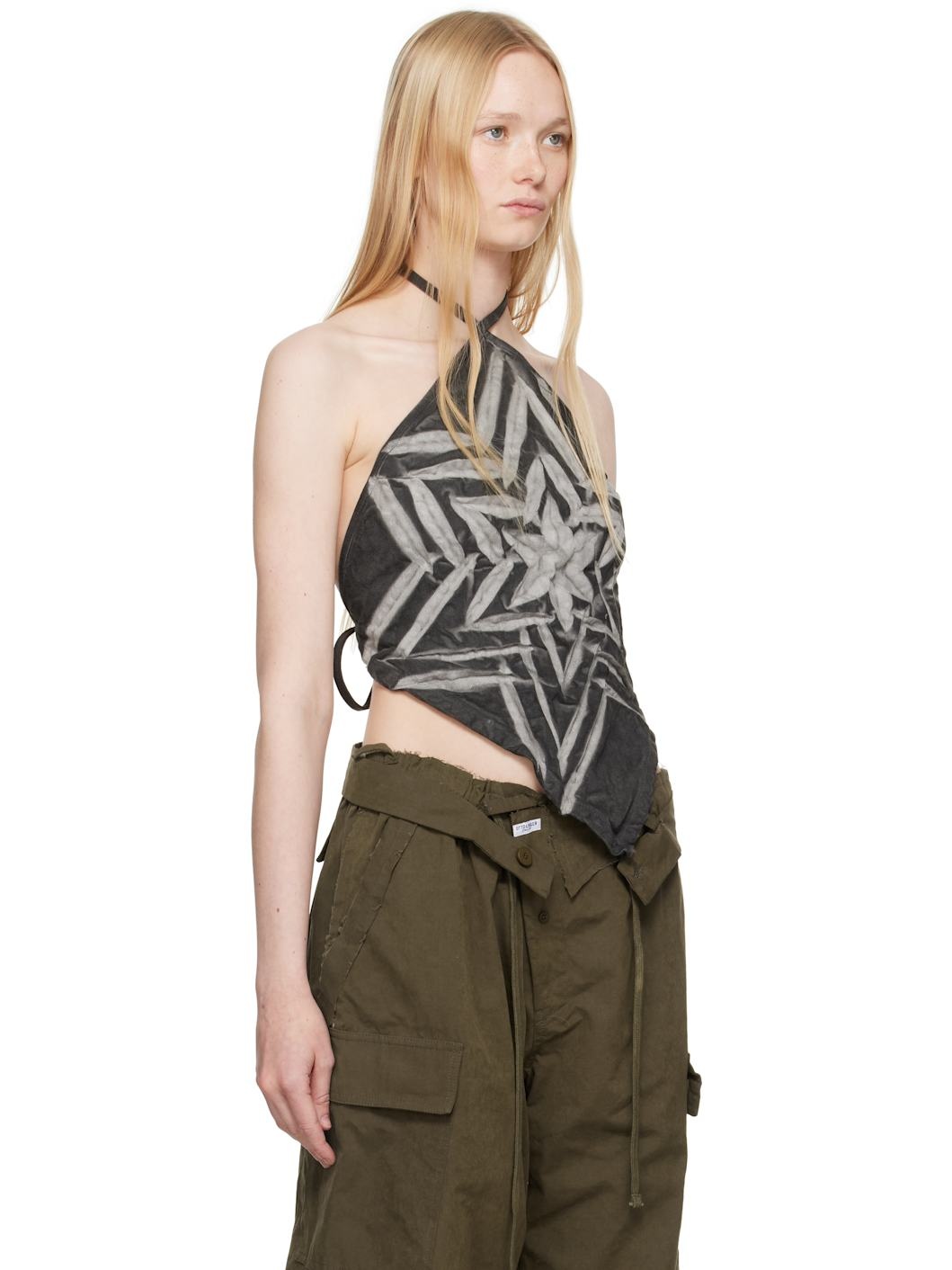Black Star Bandana Denim Top - 2