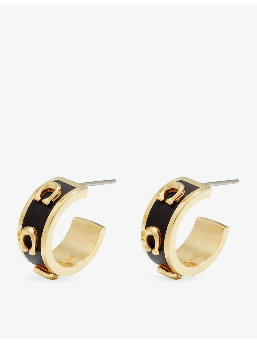 Signature Enamel Gold-Plated Brass Hoop Earrings - 1